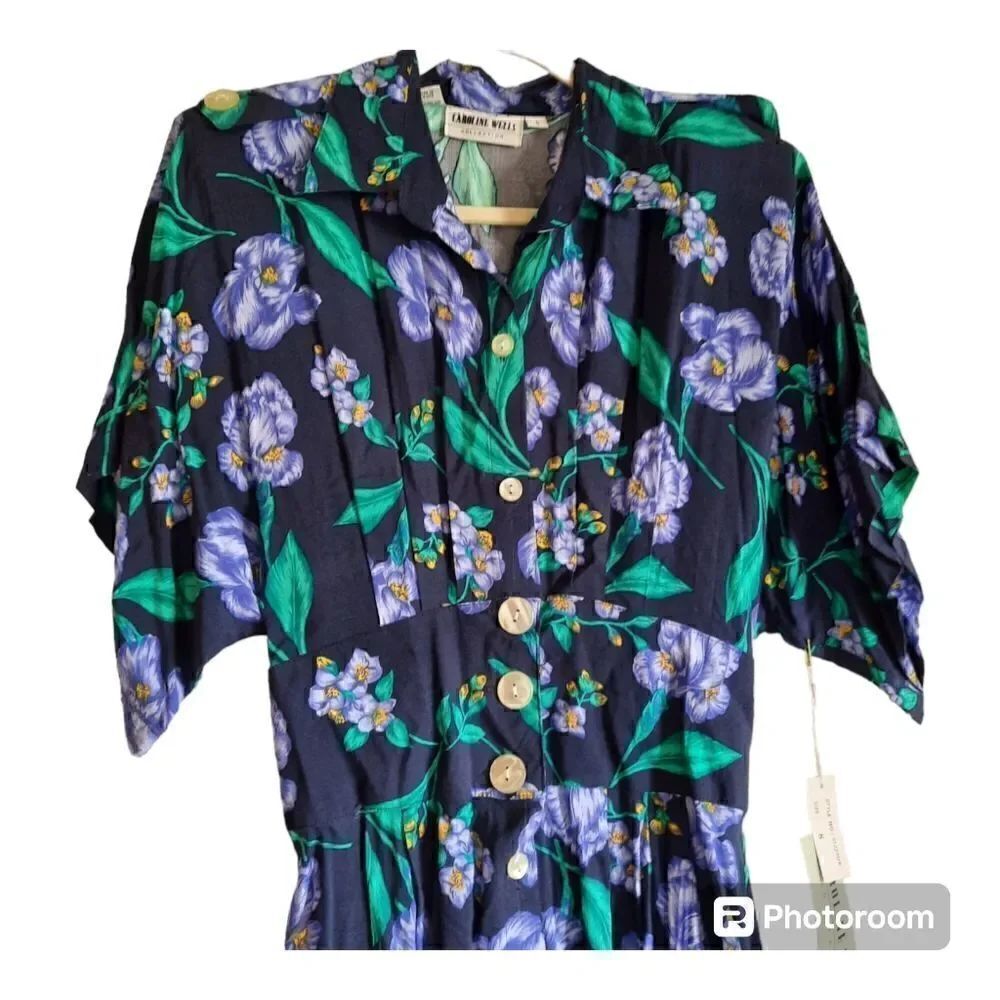 Vintage Caroline Wells Collection Iris Button Front Dress - Picture 3 of 4